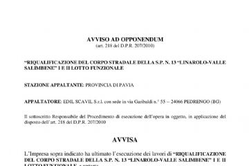 Avviso ad Oppenendum (art. 218 del D.P.R. 207/2010)