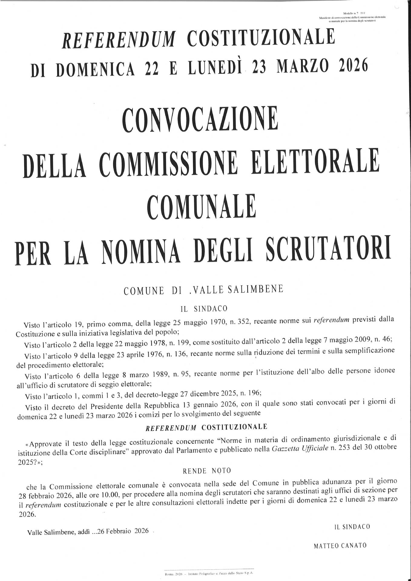 Convocazione commissione  nomina scrutatori
