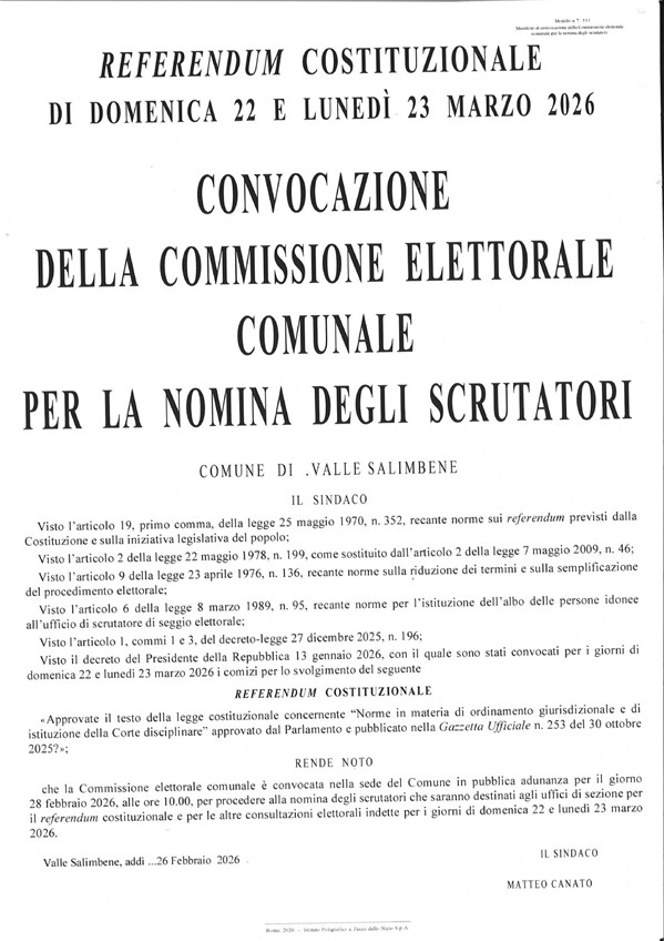 Convocazione commissione  nomina scrutatori